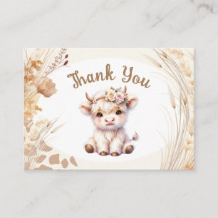 Holy Cow Baby Shower Boho Flat Thank You Card