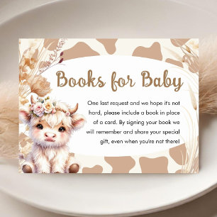 Holy Cow Baby Shower Boho Floral Books For Baby Enclosure Card