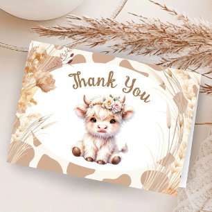 Holy Cow Baby Shower Boho Folded Thank You Card
