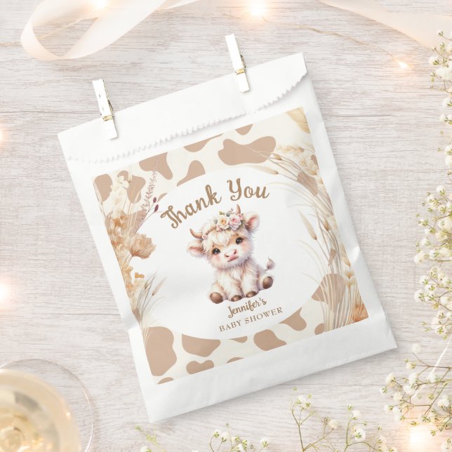 Holy Cow Baby Shower Boho Gender Neutral  Favour Bags (Clipped)