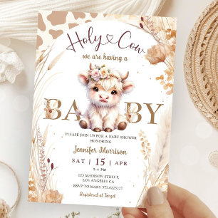 Holy Cow Baby Shower Boho Gender Neutral Invitation
