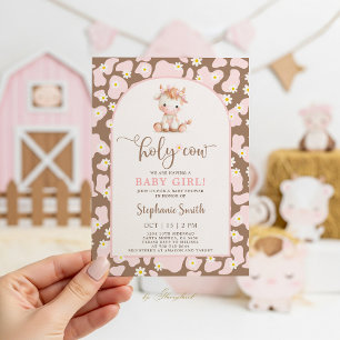 Holy Cow Baby Shower Girl invitation