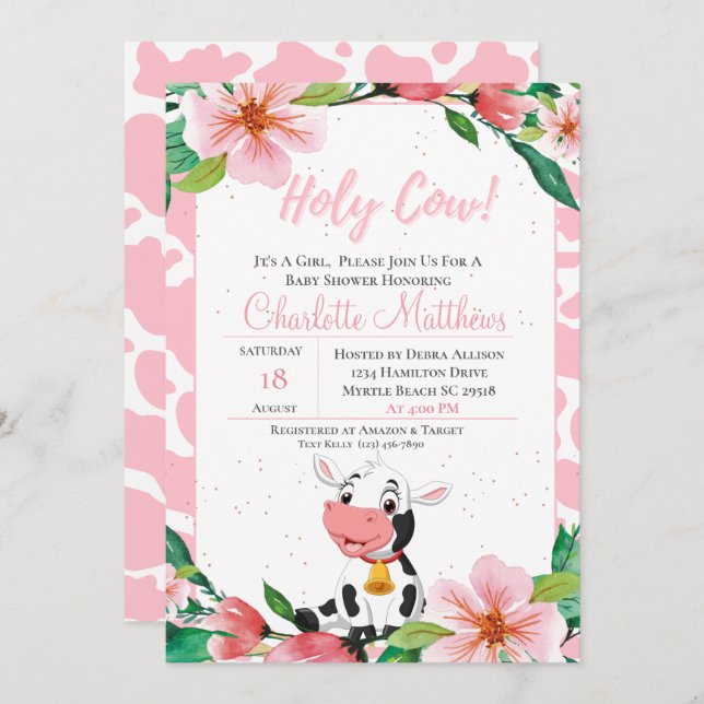 Holy Cow Baby Shower invitation (Front/Back)