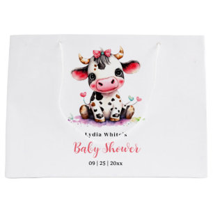 Holy Cow Baby Shower Minimalist girl baby shower Large Gift Bag