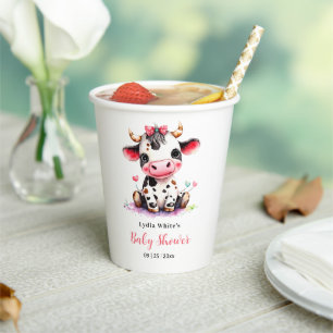 Holy Cow Baby Shower Minimalist girl baby shower Paper Cups