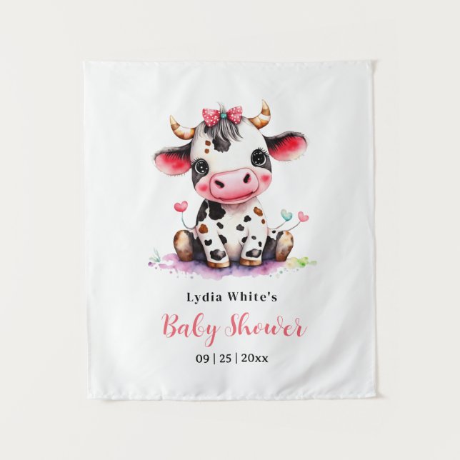 Holy Cow Baby Shower Minimalist girl baby shower Tapestry (Front)