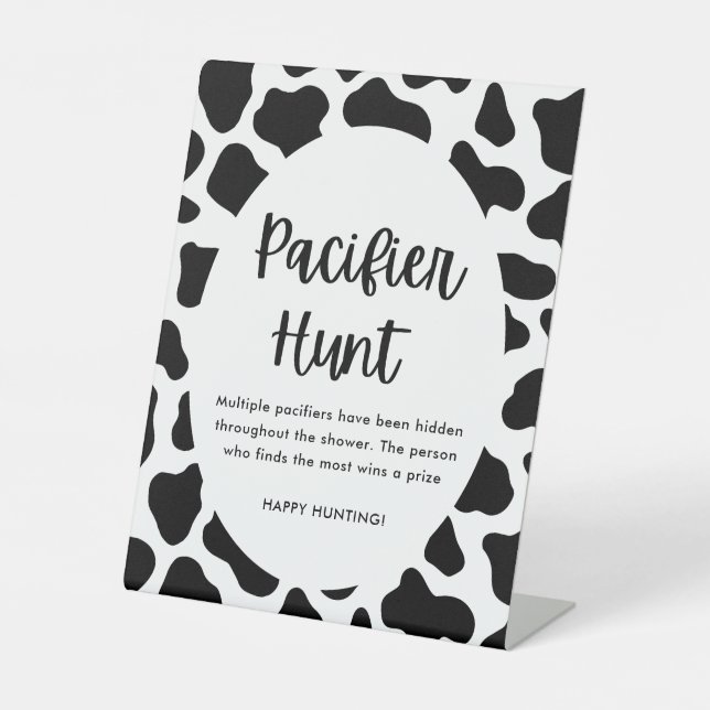 Holy Cow Baby Shower Pacifier Hunt Game Sign (Front)