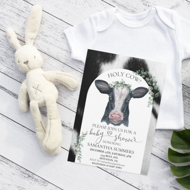 Holy Cow Baby Shower Spots Eucalyptus   Invitation (Creator Uploaded)