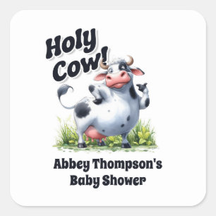 Holy Cow Baby Shower Square Sticker