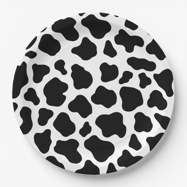 Holy Cow Birthday | Cow Print Cow Party Paper Plate (Front)