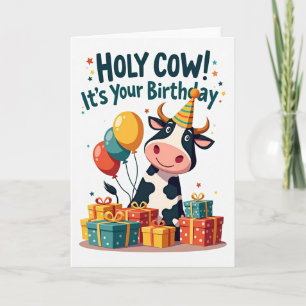 Holy Cow Birthday Illustration Card