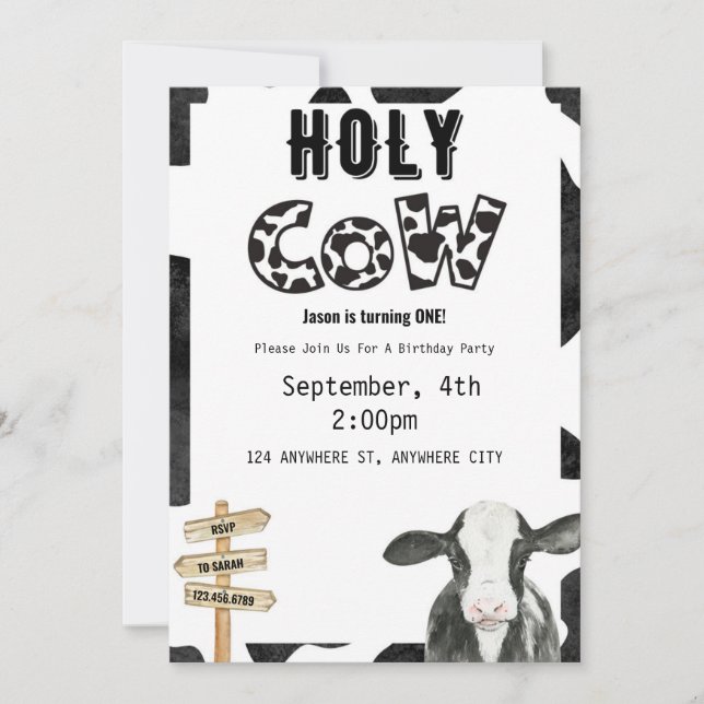 Holy Cow Birthday Invitation (Front)