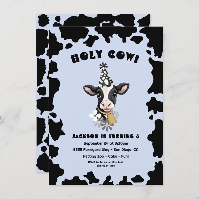 Holy Cow Birthday Party Invitation (Front/Back)