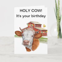 Holy Cow Birthday Watercolor Farm Barn