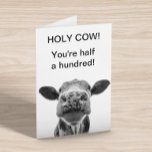 Holy Cow Birthday You're half a Hundred 50th  Card<br><div class="desc">This design may be personalised by choosing the Edit Design option. You may also transfer onto other items. Contact me at colorflowcreations@gmail.com or use the chat option at the top of the page if you wish to have this design on another product or need assistance. See more of my designs...</div>