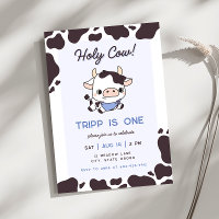 Holy Cow Blue Boy Birthday Invitation