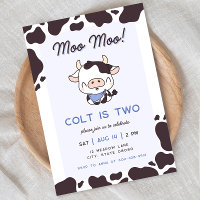 Holy Cow Blue Boy Birthday Invitation