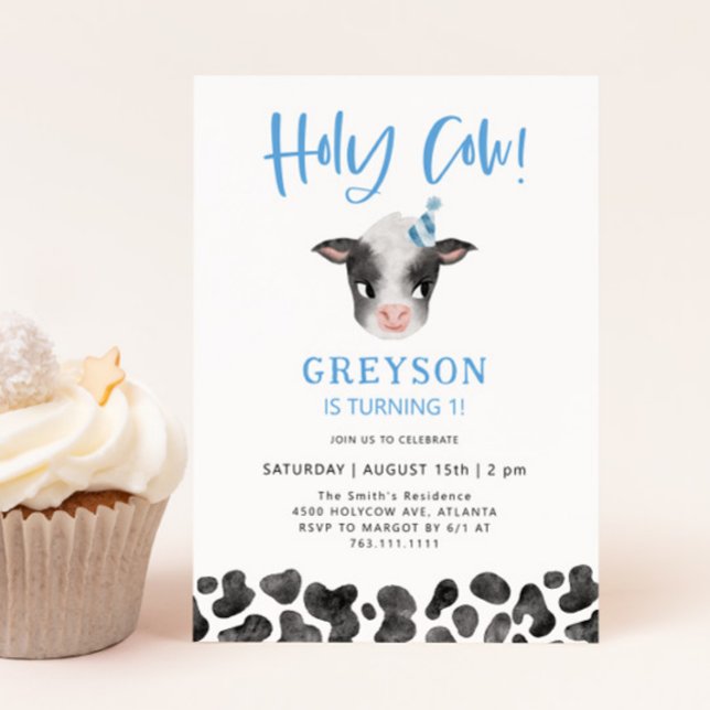 Holy Cow Boy 1st Birthday Invitation (Creator Uploaded)