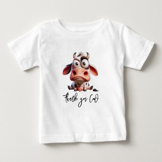 Holy Cow Caricatures I’m One Cowgirl 1st Birthday  Baby T-Shirt (Front)