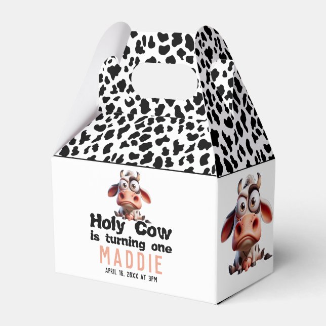 Holy Cow Caricatures I’m One Cowgirl 1st Birthday  Favour Box (Front Side)