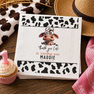 Holy Cow Caricatures I’m One Cowgirl 1st Birthday  Napkin