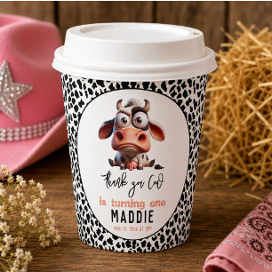 Holy Cow Caricatures I’m One Cowgirl 1st Birthday  Paper Cups