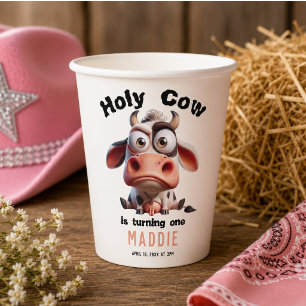 Holy Cow Caricatures I’m One Cowgirl 1st Birthday Paper Cups