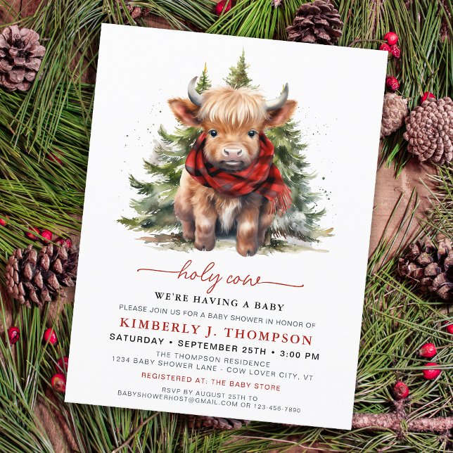 Holy Cow Cosy Highland Calf Winter Baby Shower  Postcard (Creator Uploaded)