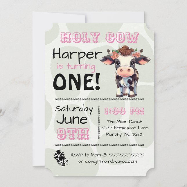 Holy Cow Country Birthday Party Invitation (Front)
