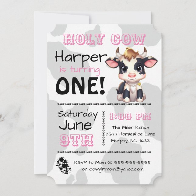 Holy Cow Country Birthday Party Invitation (Front)