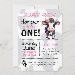 Holy Cow Country Birthday Party Invitation
