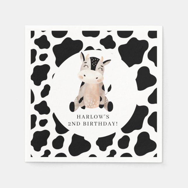 Holy Cow Country Farm Birthday   Napkin (Front)