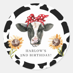 Holy Cow Country Farm Sunflower Birthday  Classic Round Sticker
