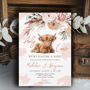 Holy Cow Country Western Cowboy Baby Shower Invitation