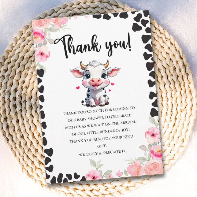 Holy Cow , Cow Baby shower Girl Thank You Card (Creator Uploaded)
