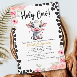 Holy Cow , Cute Cow Baby shower Girl Invitation