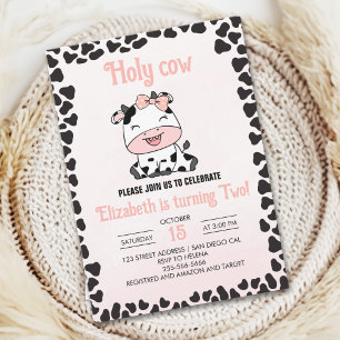 Holy Cow, Cute cow birthday girl Invitation