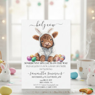 Holy Cow Easter Bunny Highland Calf Baby Shower Invitation