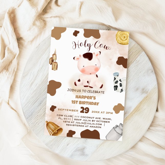 Holy Cow Farm Animal 1ST Birthday Invitation (Creator Uploaded)