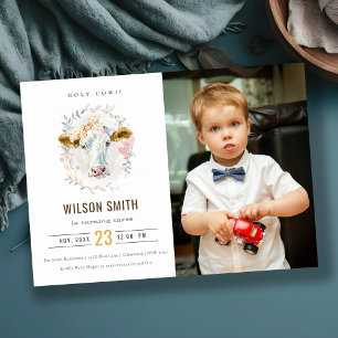 Holy Cow Farm Kids Photo Any Age Birthday Invite