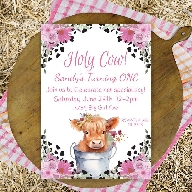Holy Cow First Birthday   Invitation (Creator Uploaded)