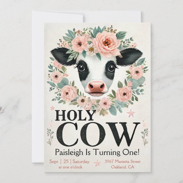 Holy Cow First Birthday Invitation (Front)