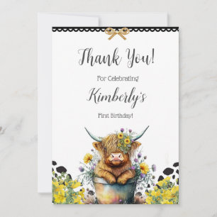Holy Cow First Birthday , Thank You Card