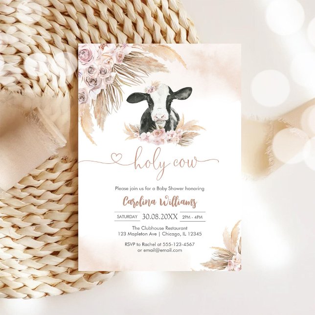 Holy Cow Floral Baby Shower Invitation (Creator Uploaded)