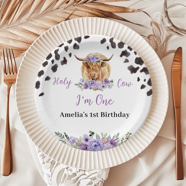 Holy Cow Floral Birthday Paper Plate (Creator Uploaded)