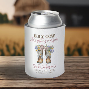 Holy Cow Floral Cowboy Boots Bridal Shower Favours Can Cooler