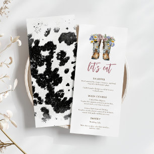 Holy Cow Floral Cowboy Boots Bridal Shower Menu