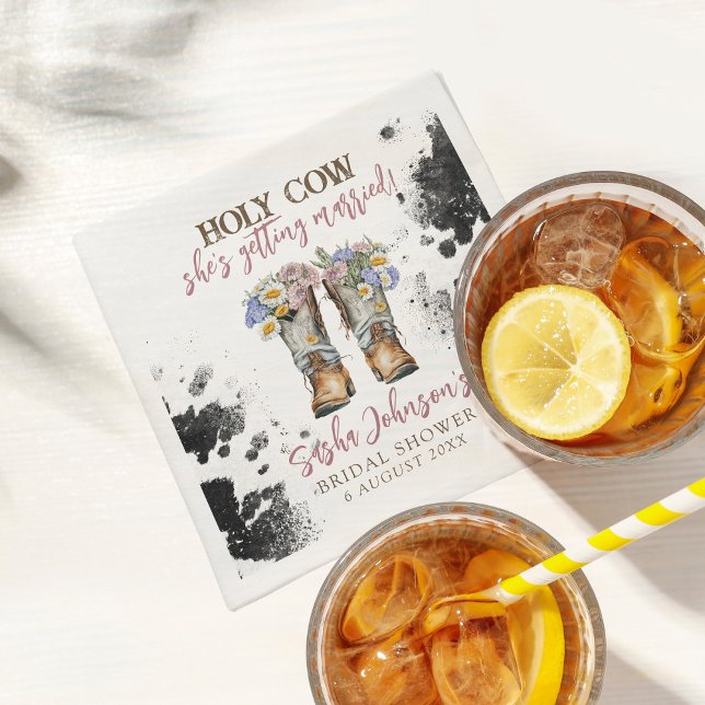 Holy Cow Floral Cowboy Boots Bridal Shower Napkin (Creator Uploaded)