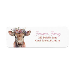 Holy Cow Floral Western Return Address Label