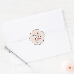 Holy cow  gender neutral minimal baby shower  classic round sticker